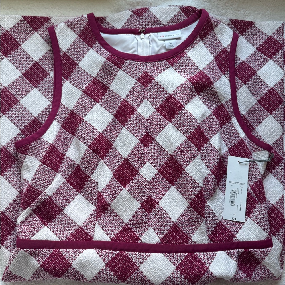 Liz Claiborne Woven Checkered Sheath Dress NWT